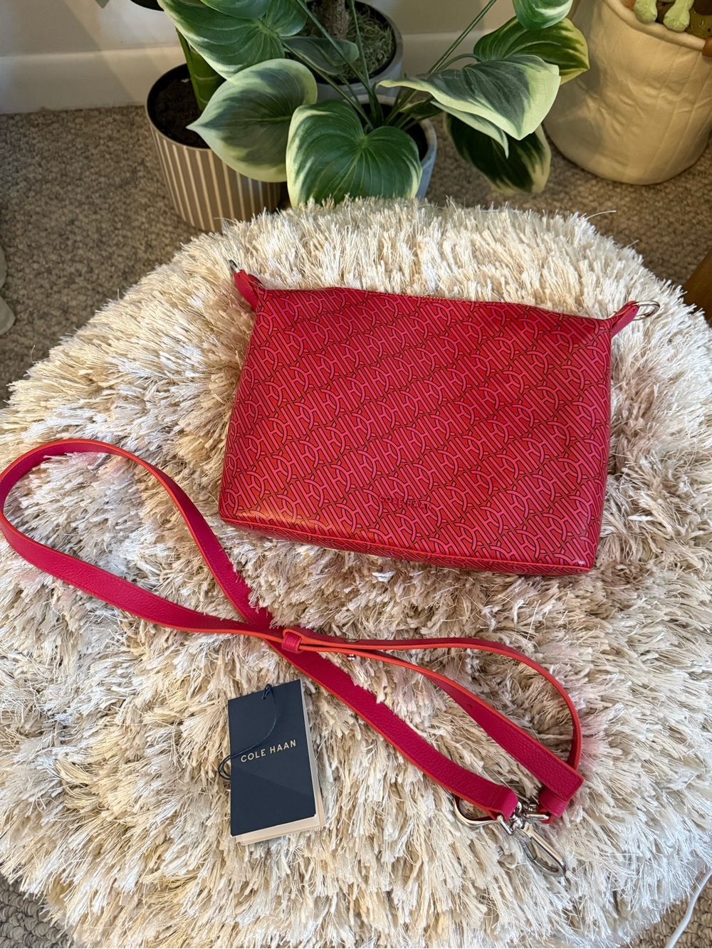 NWT Cole Haan Red Monogram Signature Series Coated Canvas Crossbody